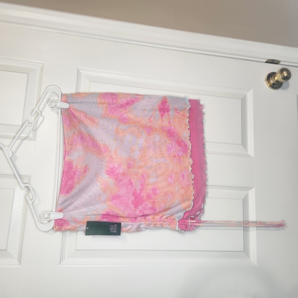 Wild Fable Asymmetrical Pink and Orange Mini Skirt